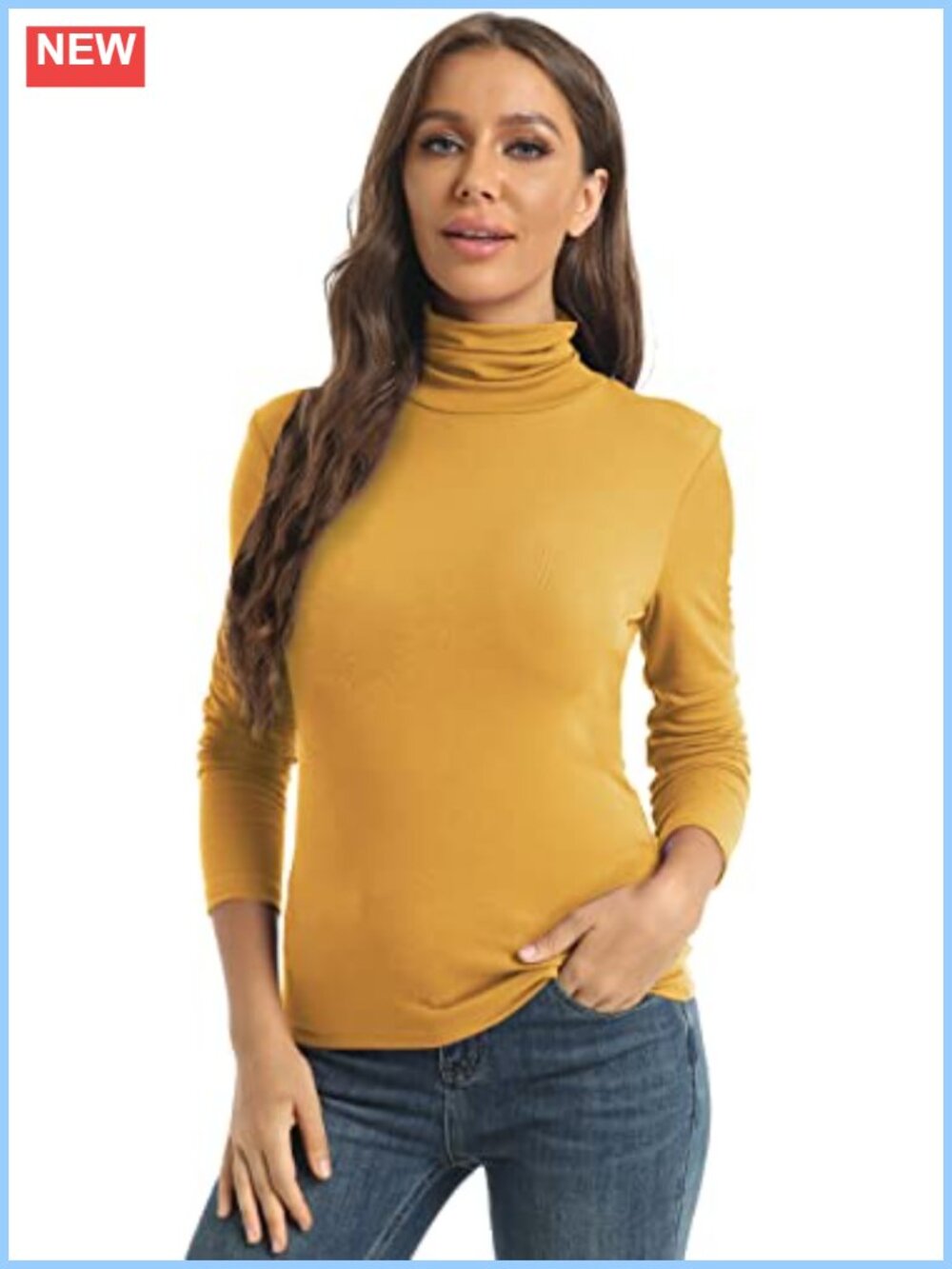 Women's Slim Fit Long Sleeve Turtleneck Base Layer Top Stretchy Lightweight